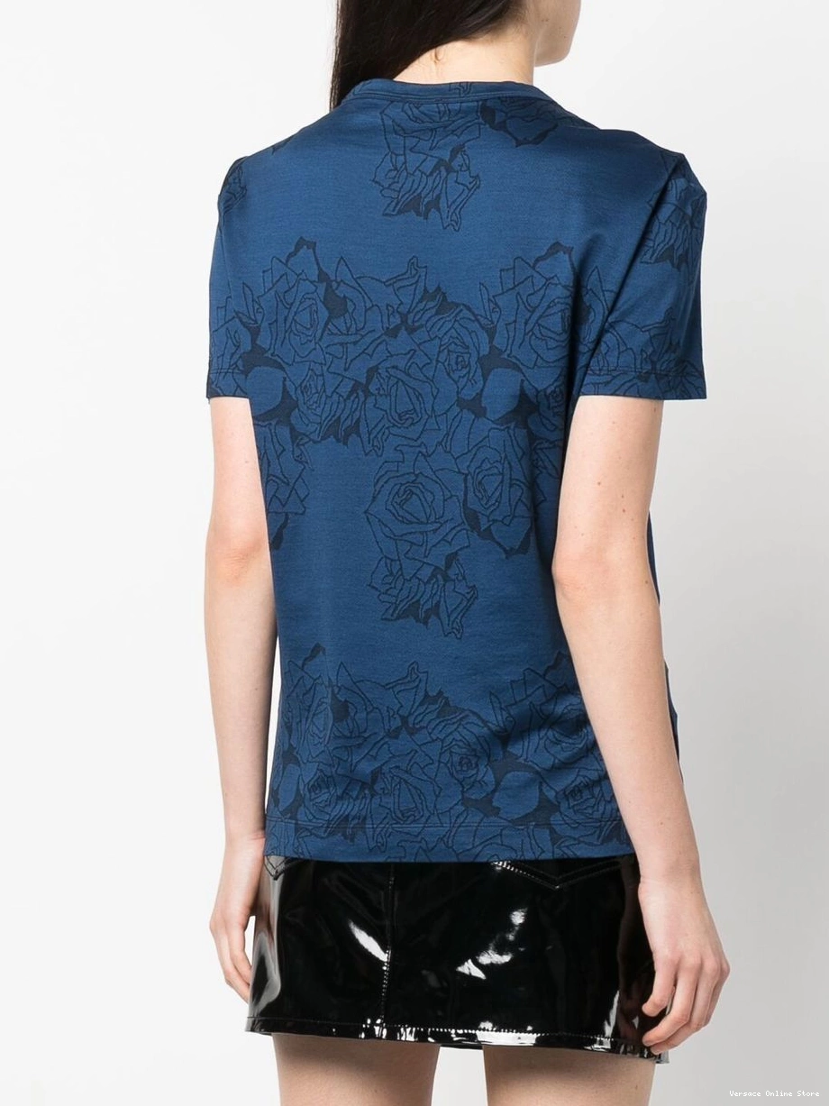 Affordable floral-print Women 2000s Versace cotton T-shirt 0412
